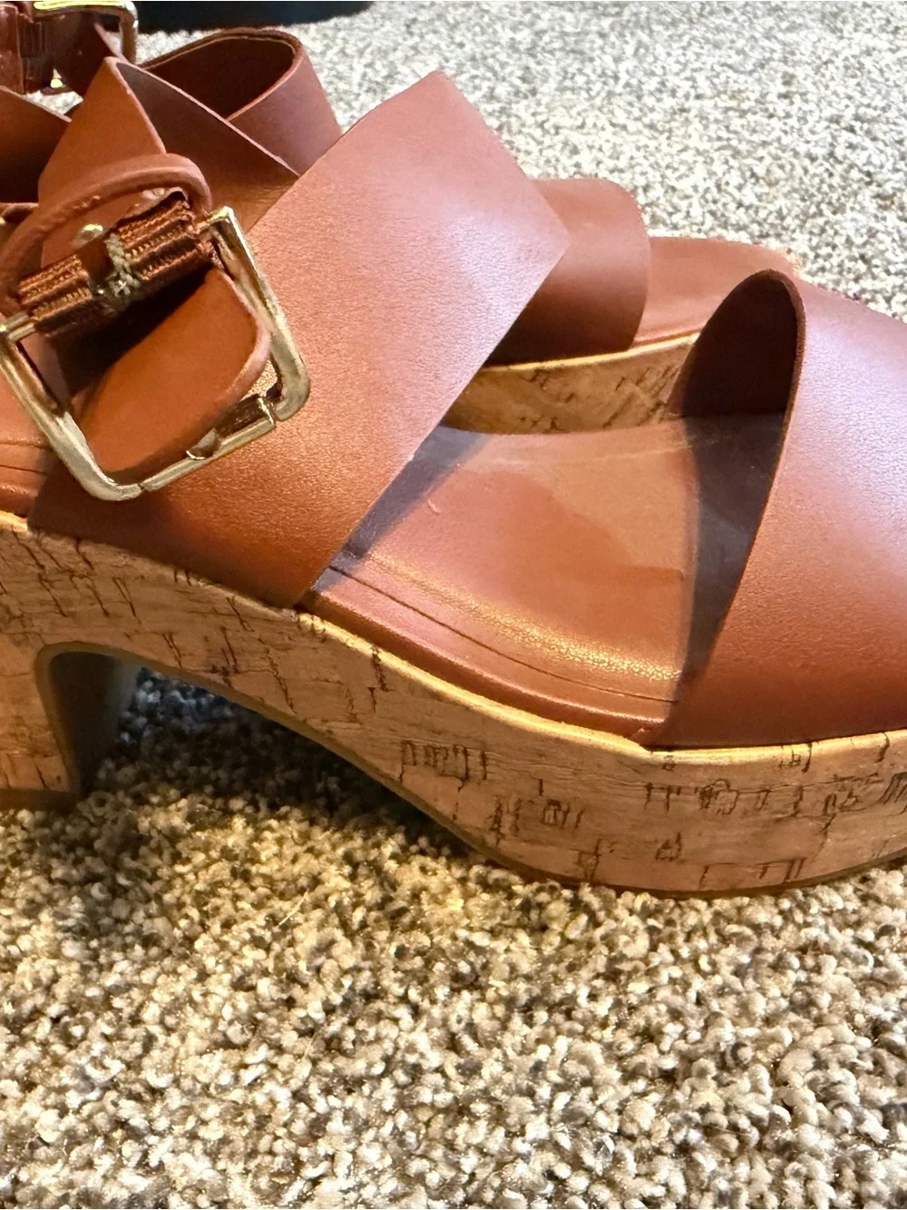 a new day Tan Brown Double-Strap Platform Sandals